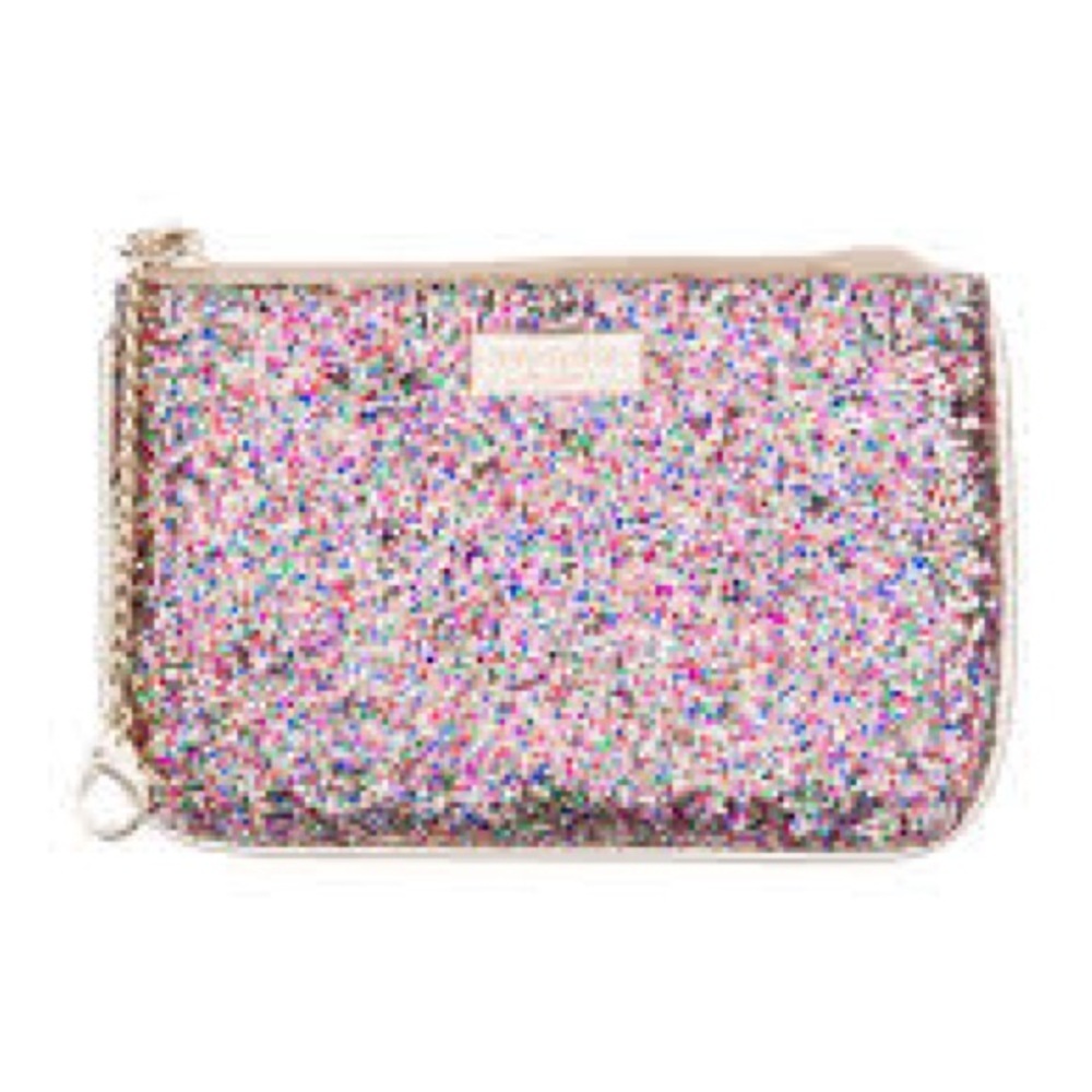 kate spade Iridescent Multiglitter Wristlet with Gold Chain Barbiecore - Picture 4 of 7